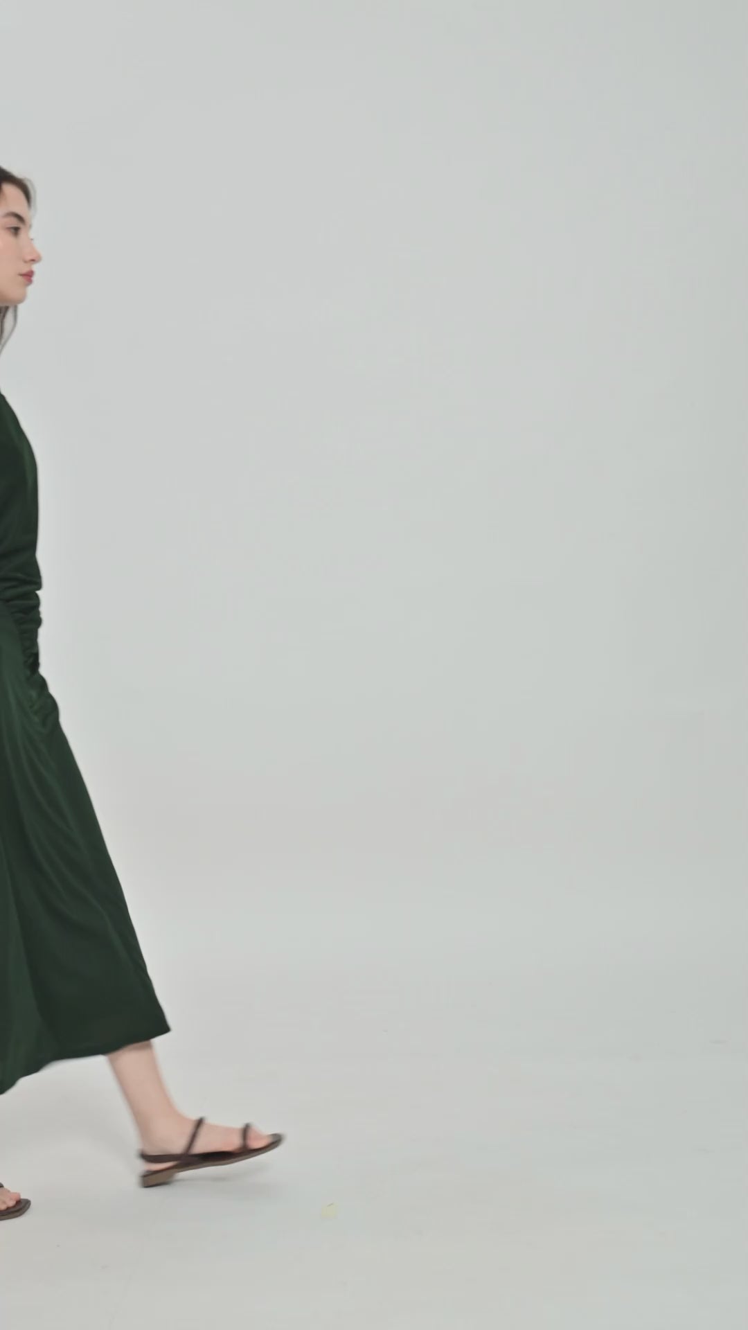 Midnight Green Ruched Midi Dress