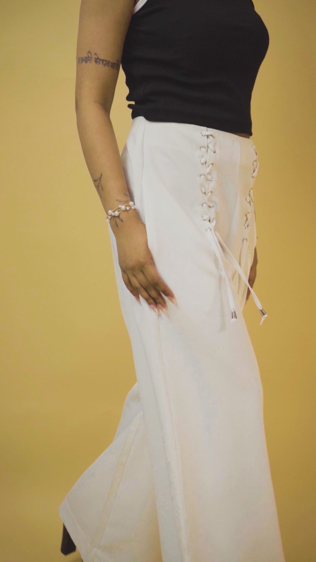 White Lace-Up Trousers