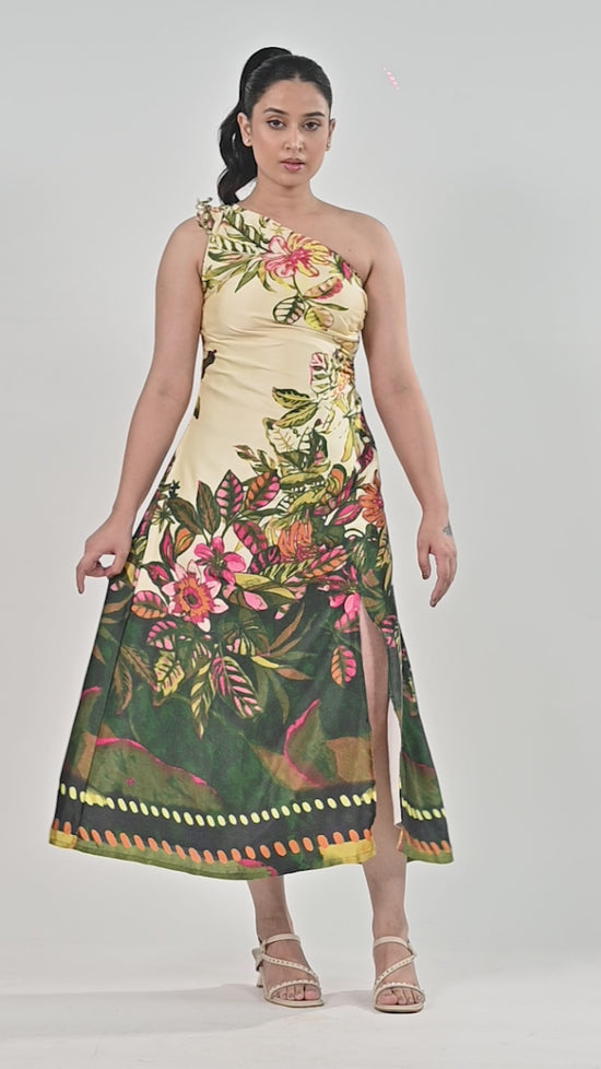 Forest Reverie One Shoulder Dress