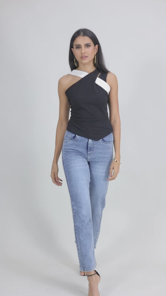 Black Front Cris Cross Top