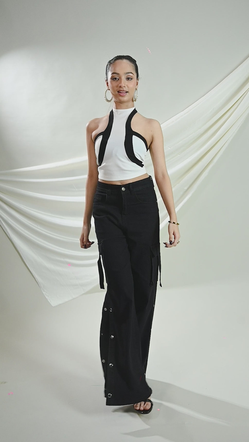 White Halter Neck Crop Top
