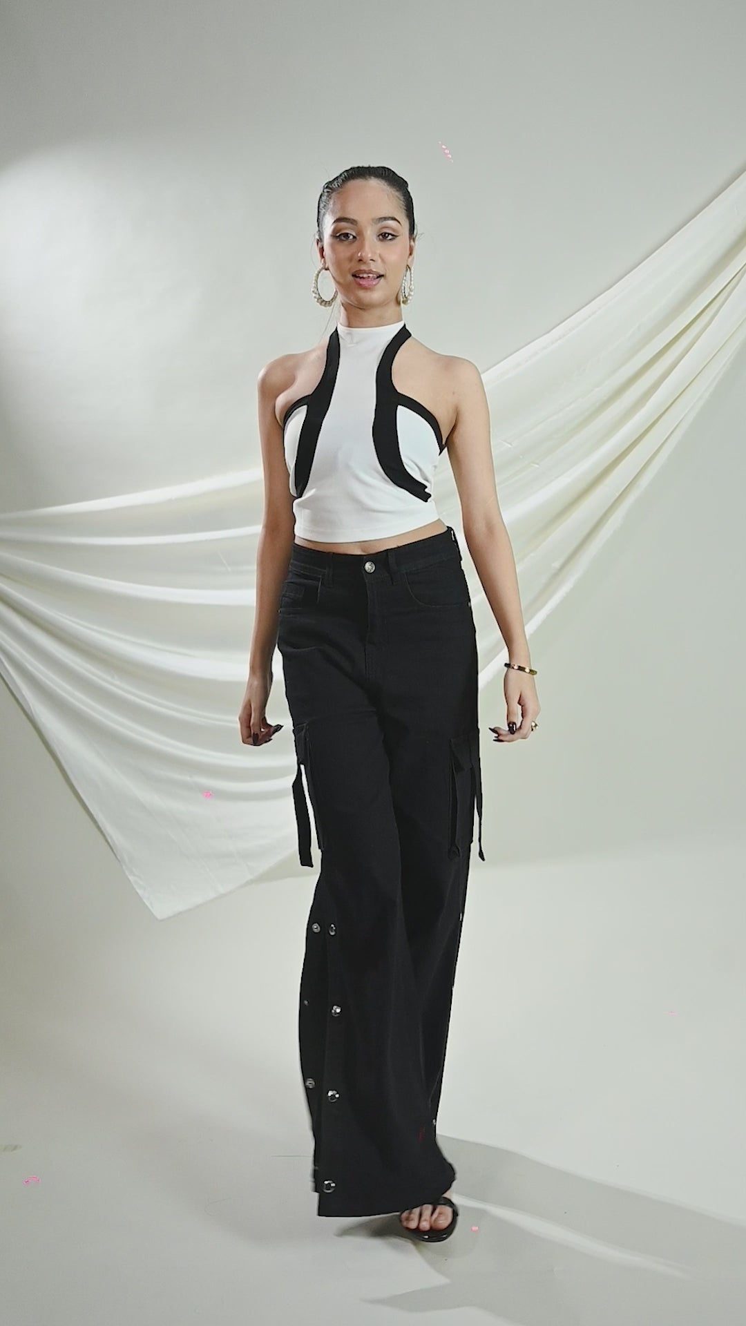 White Halter Neck Crop Top