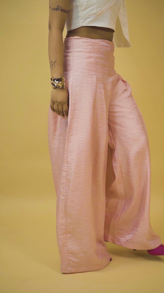 High-Waisted Peach Flare Trousers