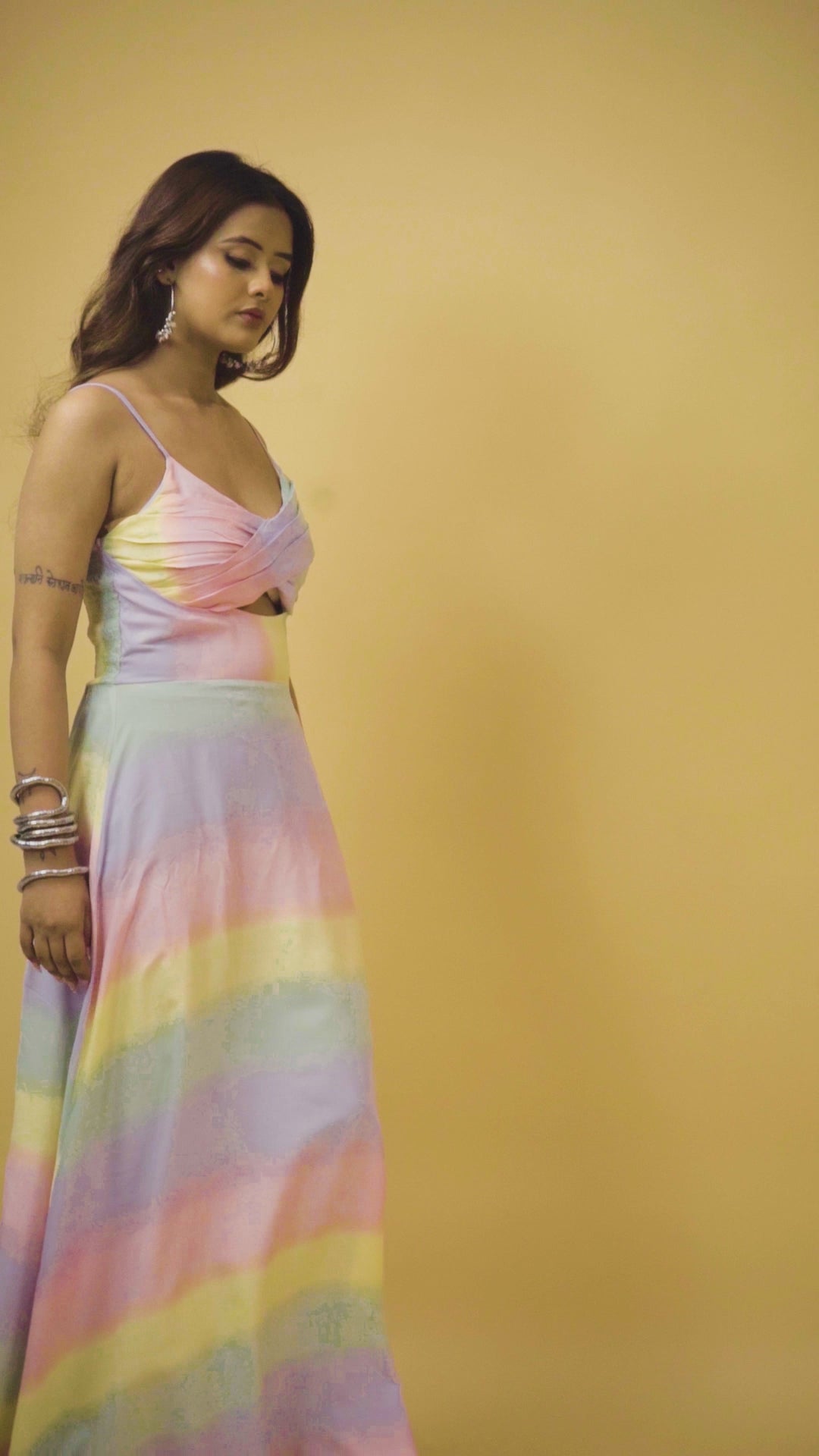Pastel Prism Strappy Maxi Dress