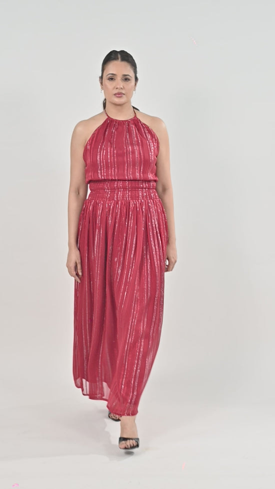 Crimson Radiance Maxi Dress