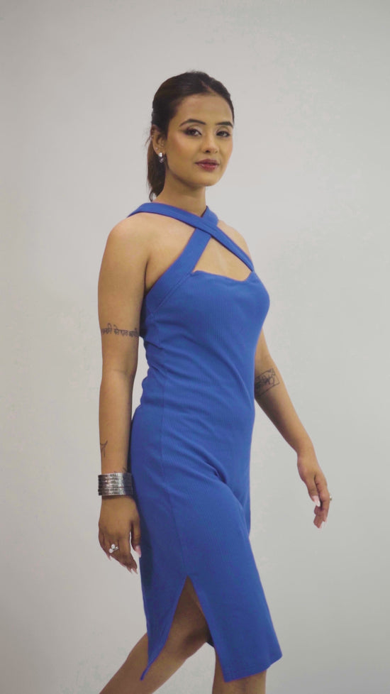 Cross Neck Bodycon Midi dress