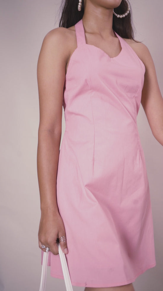 Pink Halter Neck Dress