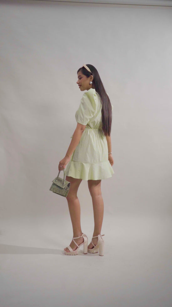 Puff Sleeve Wrap Dress