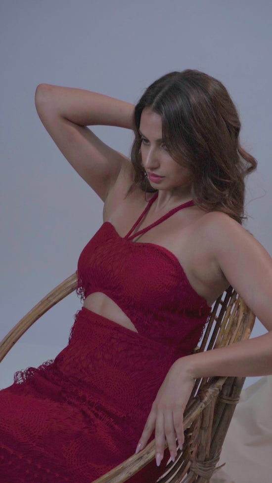 Crimson Eclipse Cutout Dress