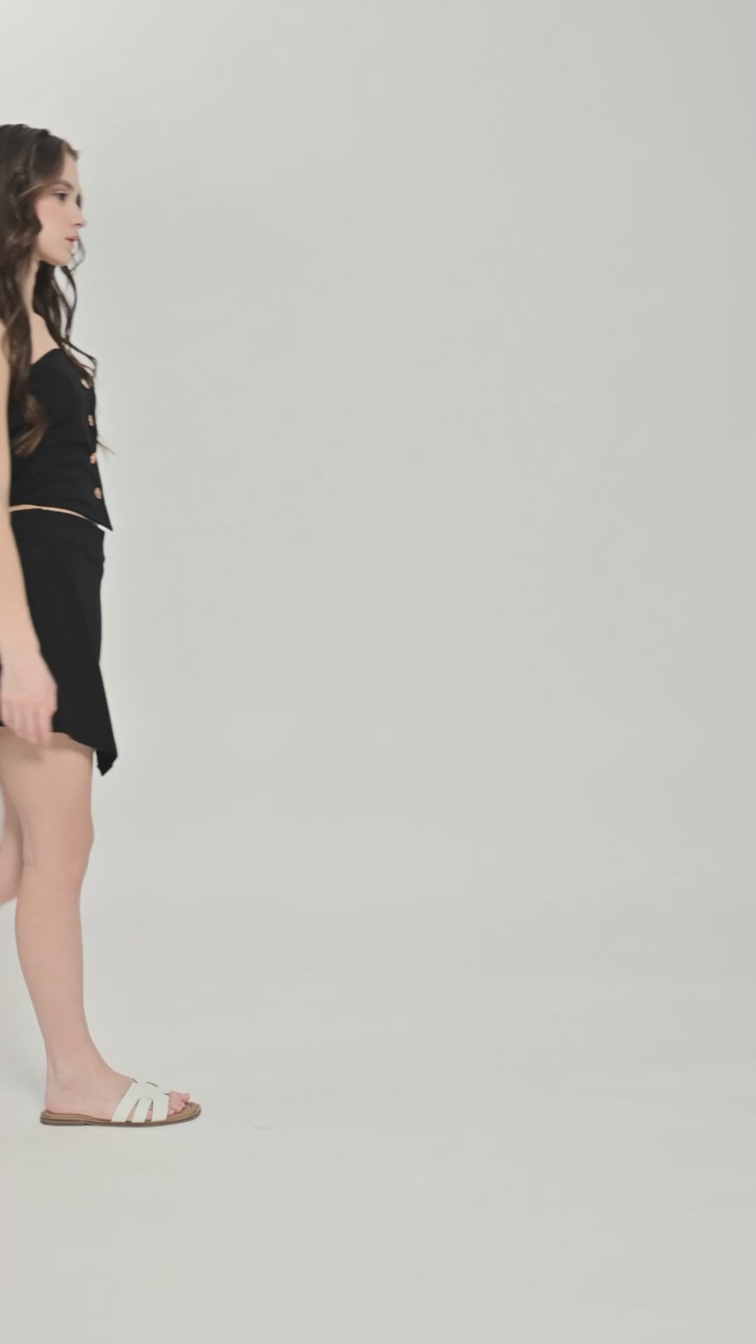 Asymmetrical Top & Black-White Skirt Co-Ord Set