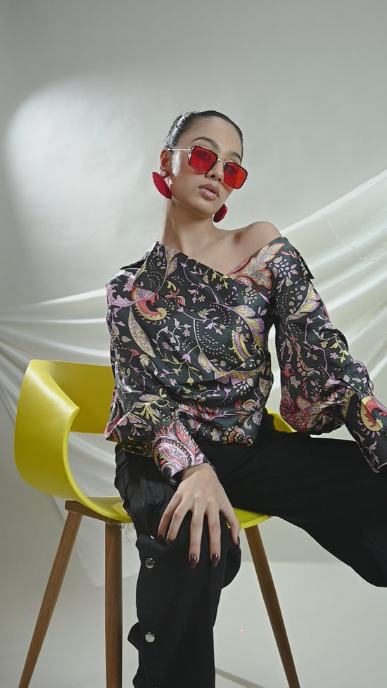 Luxe Paisley Satin Draped Top