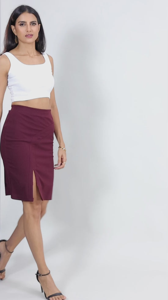 Maroon Slit Skirt