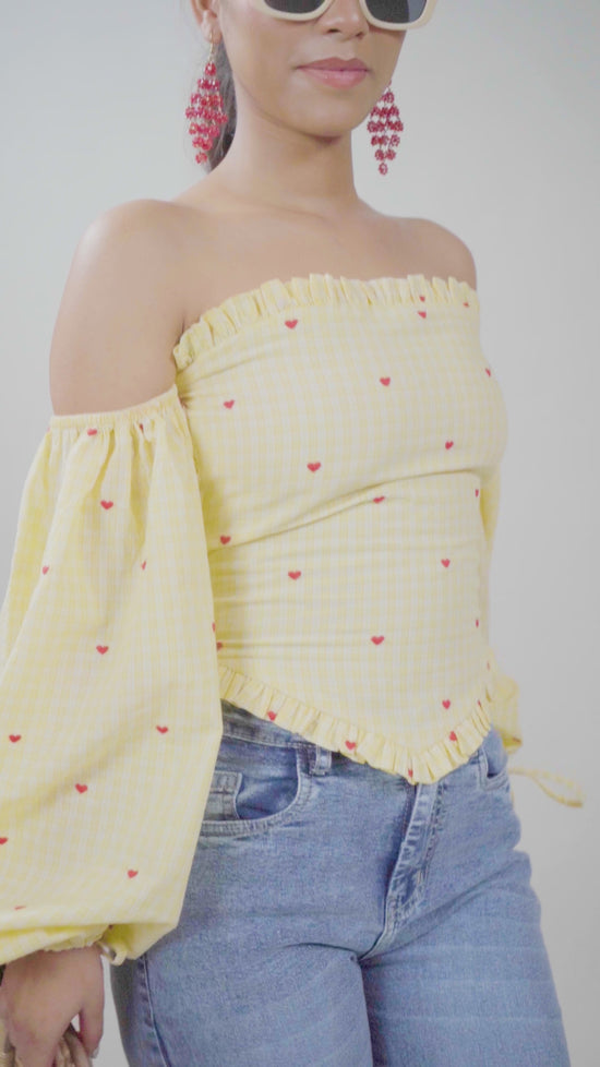 Sweetheart Smock Off-Shoulder Top