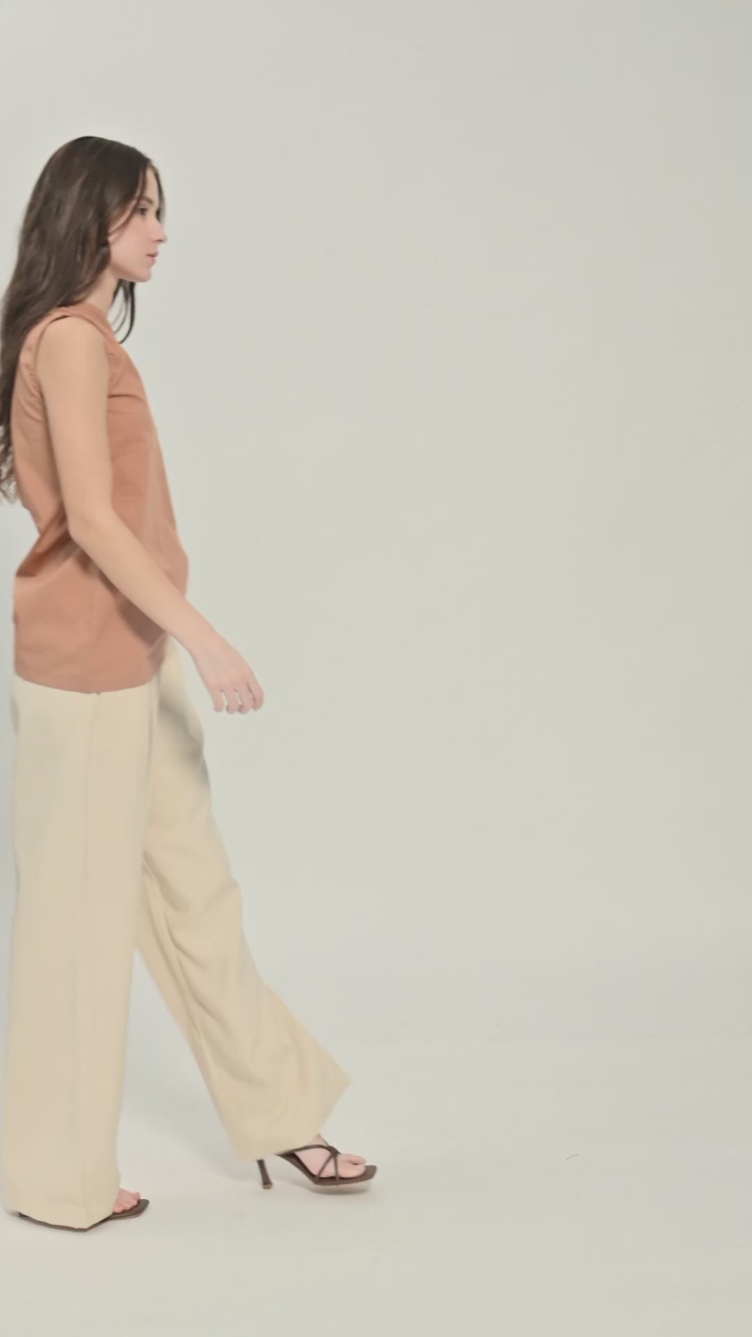 Brown One Shoulder Buckel Top