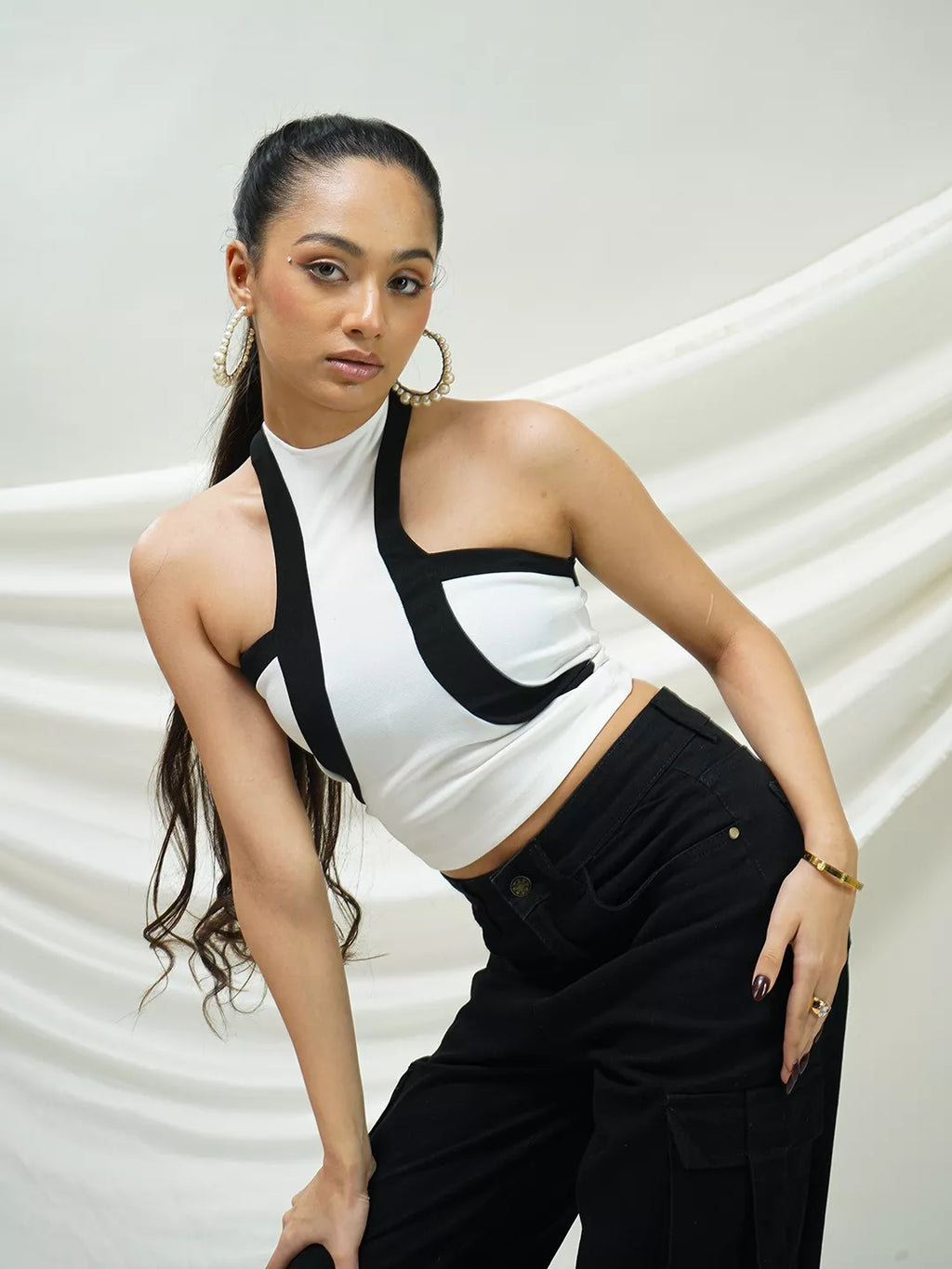 White Halter Neck Crop Top