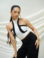 White Halter Neck Crop Top