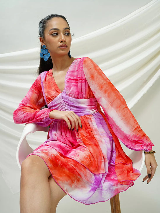 Sunset Tie-Dye Flared Dress