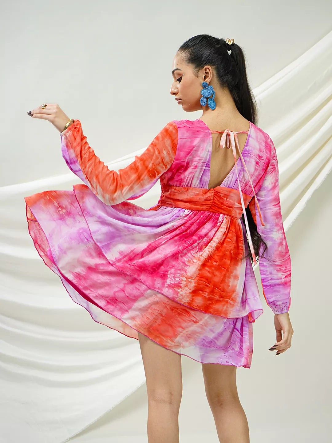 Sunset Tie-Dye Flared Dress