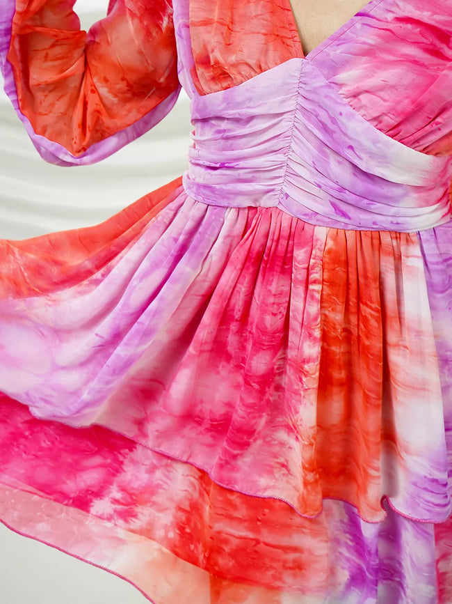 Sunset Tie-Dye Flared Dress Main Image