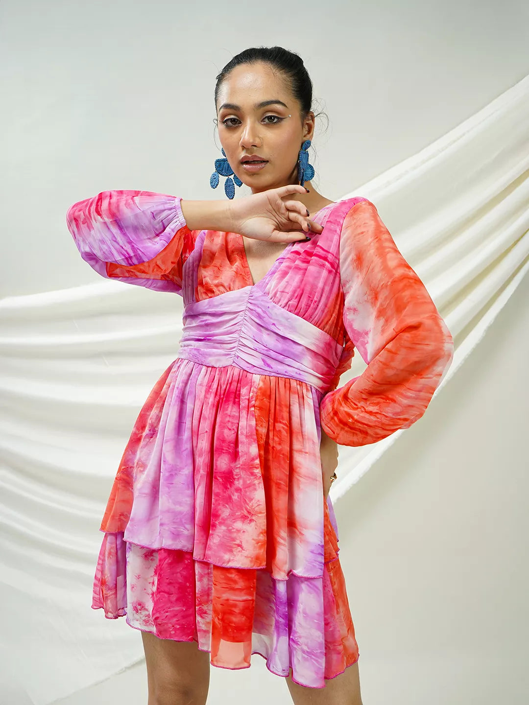 Sunset Tie-Dye Flared Dress