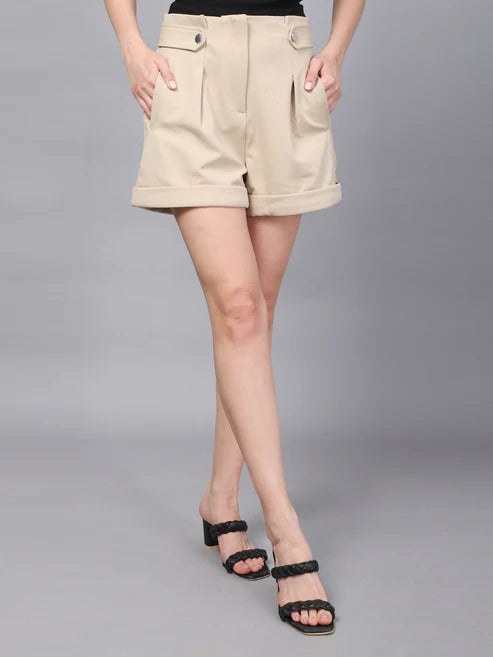 Beige High-Rise Short