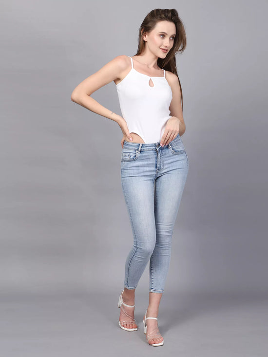 White Front Keyhole Bodysuit