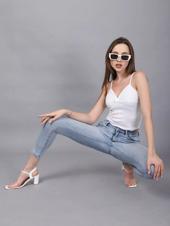 White Front Knot Bodysuit