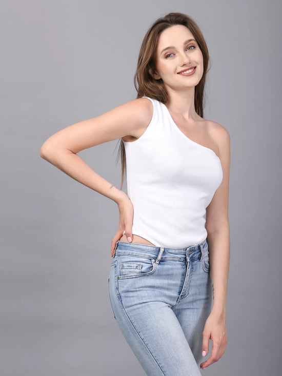 White One Shoulder Bodysuit