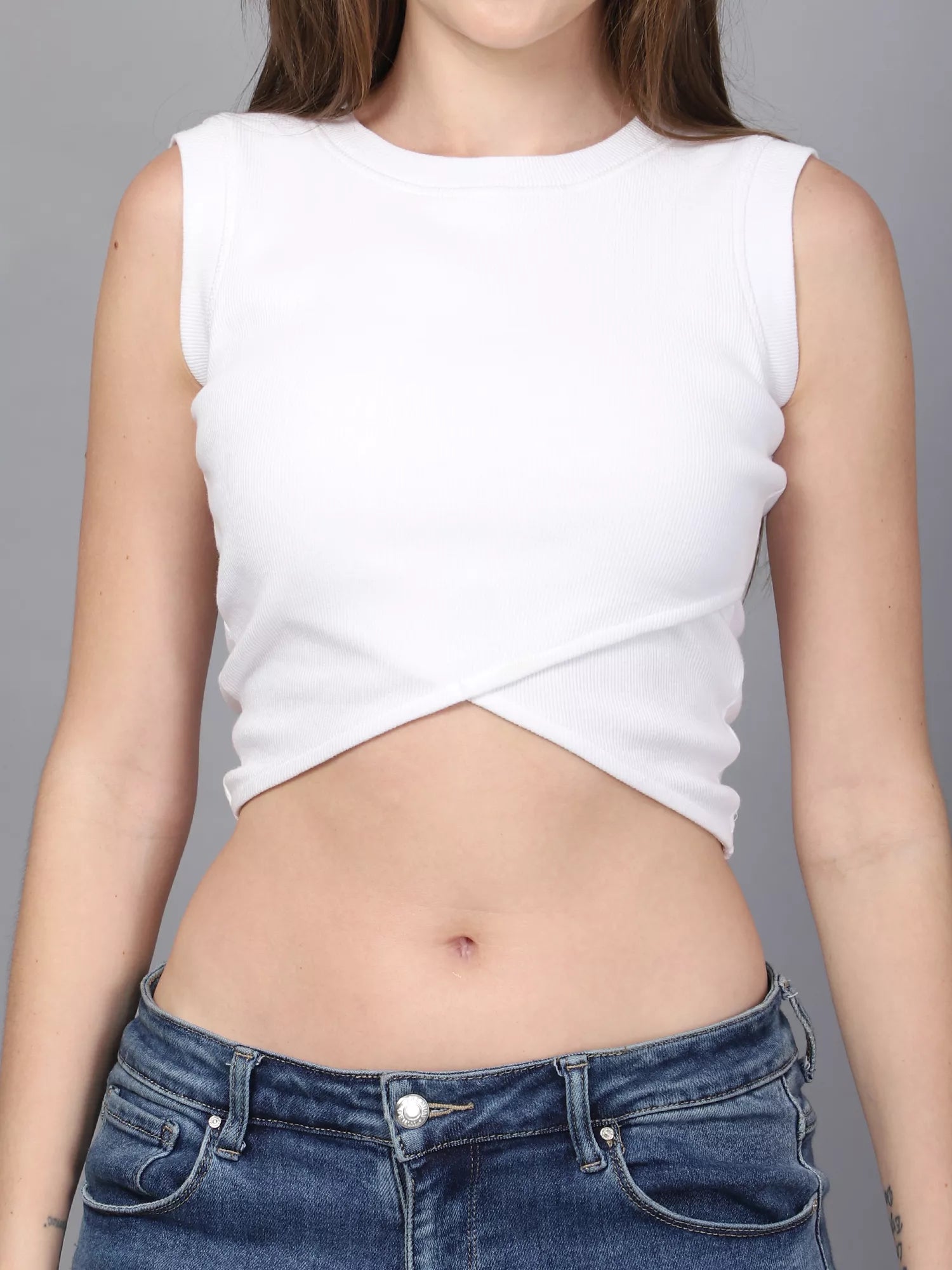 White Overlap Crop Top