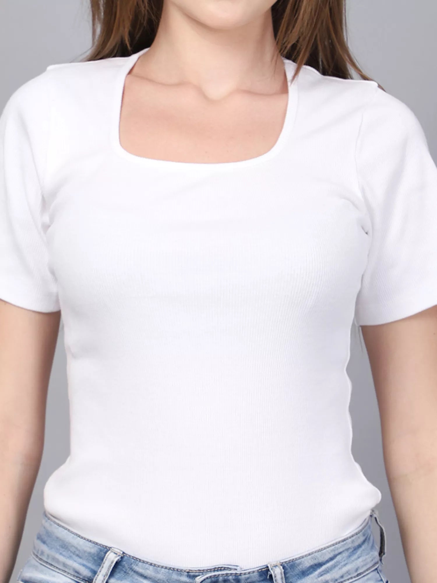 White Square Neck Bodysuit