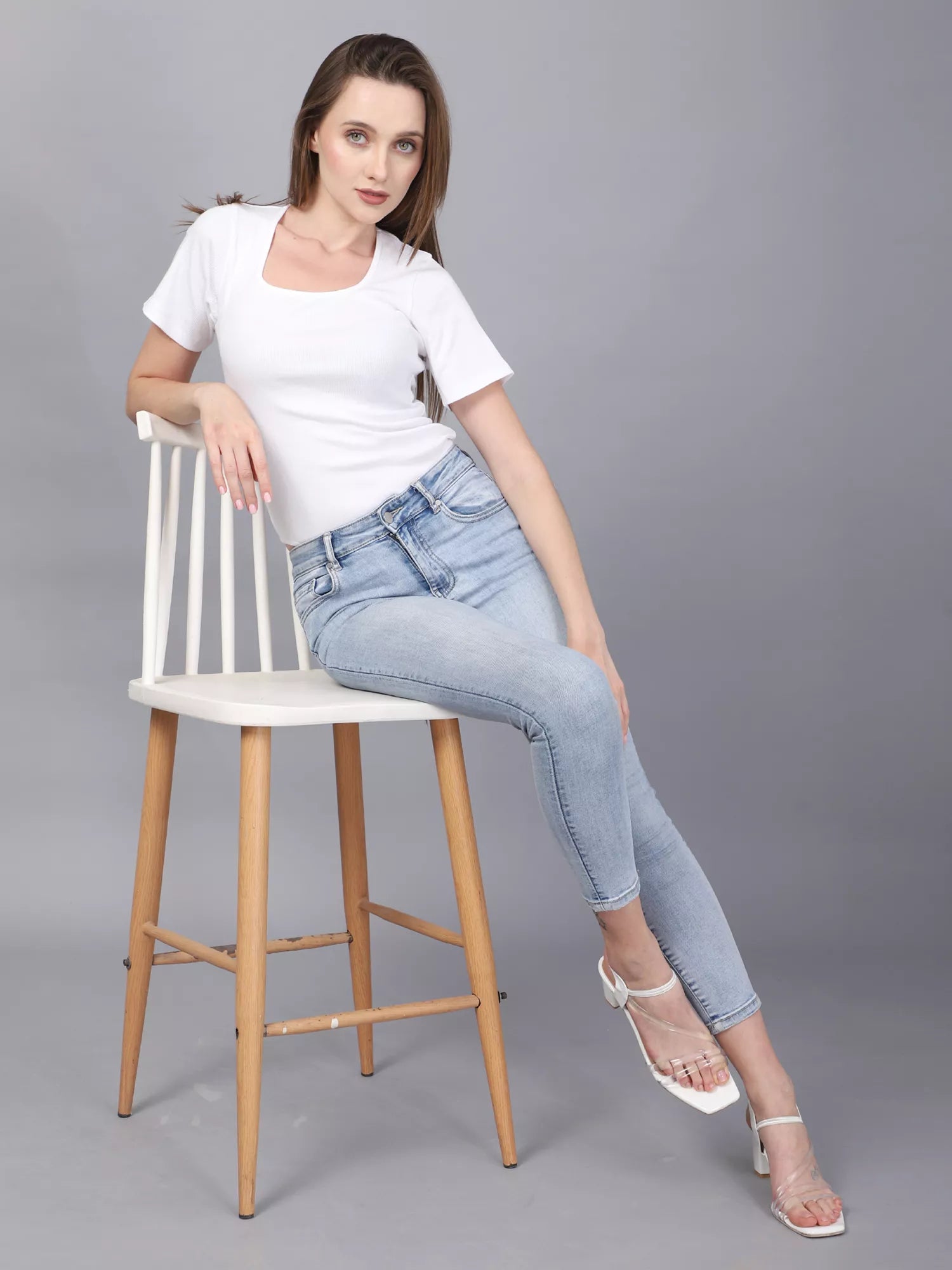 White Square Neck Bodysuit