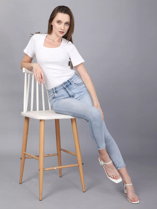 White Square Neck Bodysuit