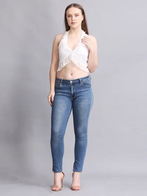White HalterNeck Crop Top